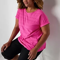 St. John's Bay Womens Plus Crew Neck Short Sleeve T-Shirt