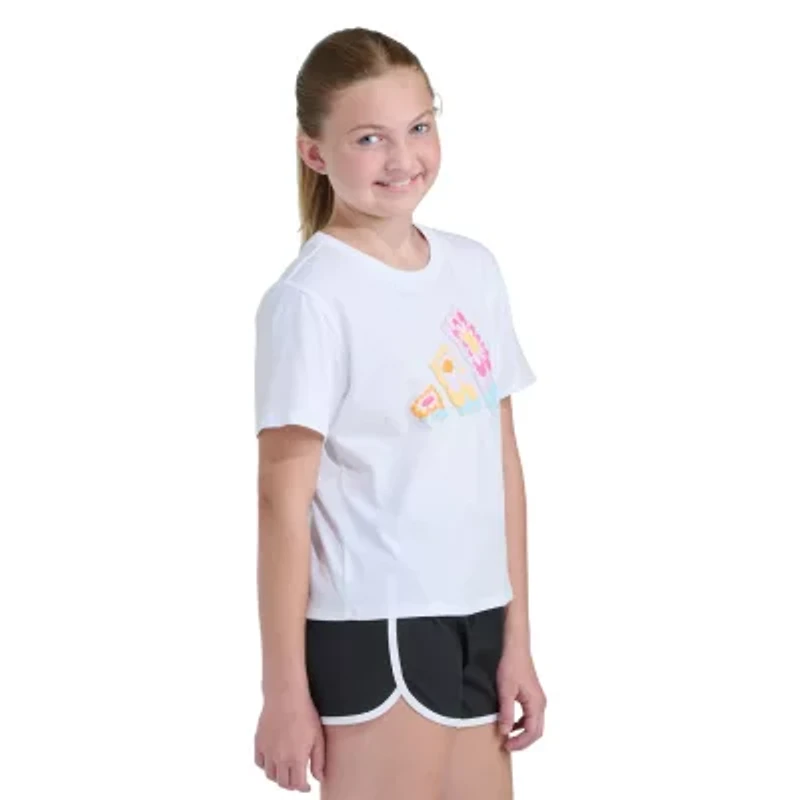 adidas Big Kid Girls Crew Neck Short Sleeve Regular Fit Graphic T-Shirt