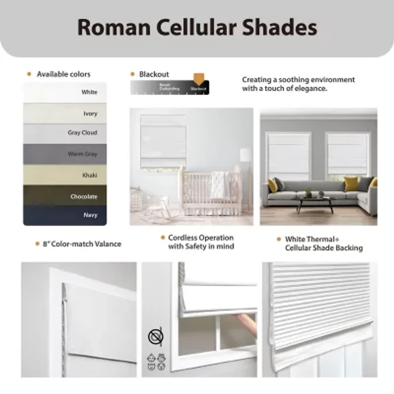 Insulating Energy Saving Cordless Blackout Roman Shade