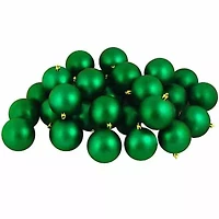 32ct Xmas Green Shatterproof Matte Christmas Ball Ornaments 3.25'' (80mm)