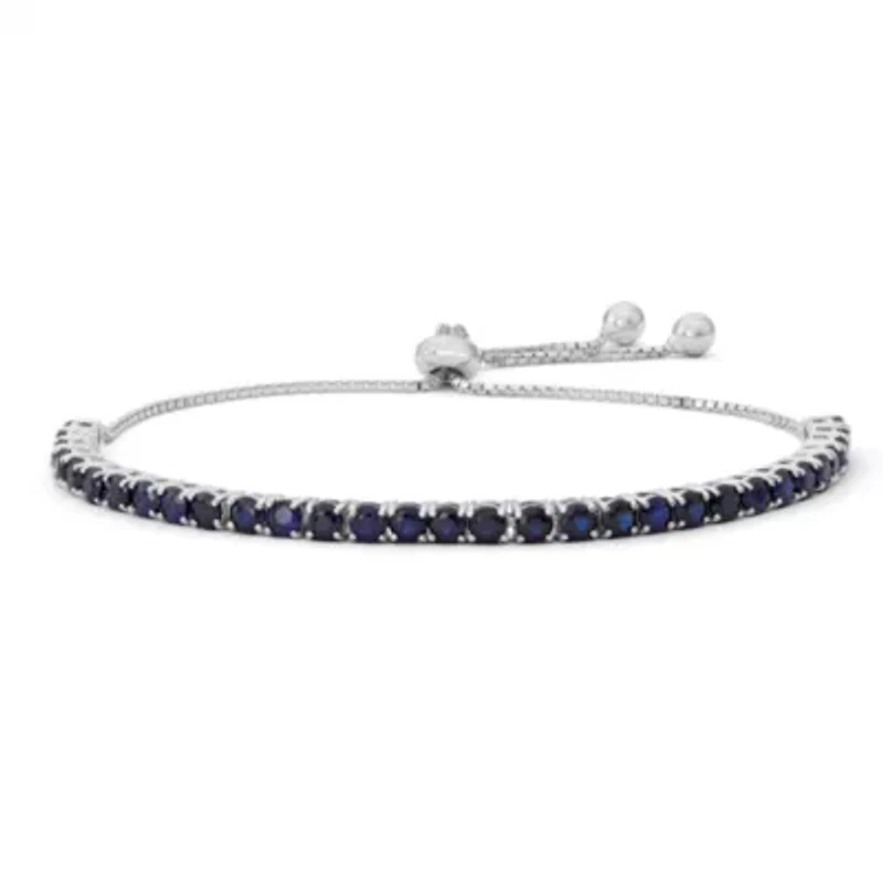 Womens Lab Created Blue Sapphire Sterling Silver Bolo Bracelet