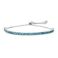 Womens Genuine Blue Topaz Sterling Silver Bolo Bracelet