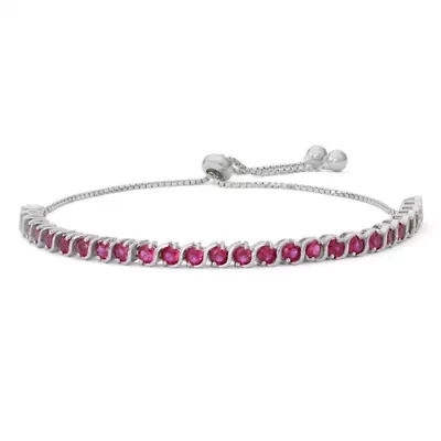 Womens Lab Created Red Ruby Sterling Silver Bolo Bracelet