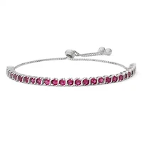 Womens Lab Created Red Ruby Sterling Silver Bolo Bracelet