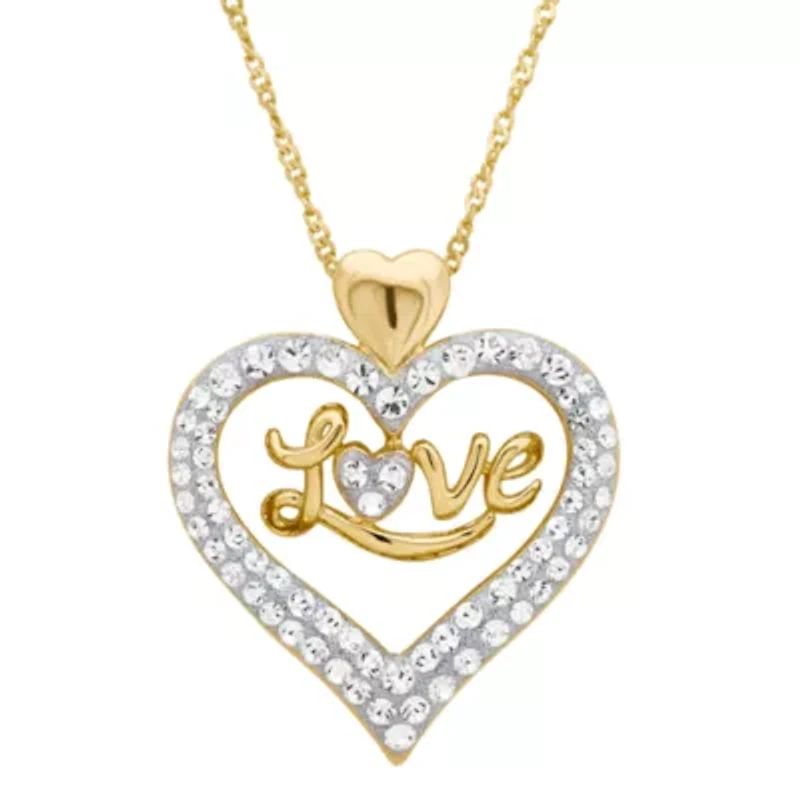 Womens Genuine Multi Color Crystal 14K Rose Gold Over Silver Heart 18 Inch Pendant Necklace