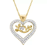 Womens Genuine Multi Color Crystal 14K Rose Gold Over Silver Heart 18 Inch Pendant Necklace