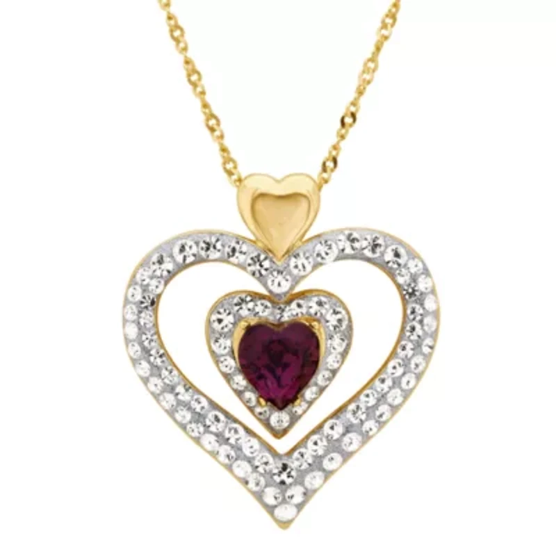 Womens Genuine Multi Color Crystal 14K Rose Gold Over Silver Heart 18 Inch Pendant Necklace