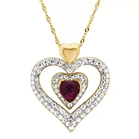 Womens Genuine Multi Color Crystal 14K Rose Gold Over Silver Heart 18 Inch Pendant Necklace