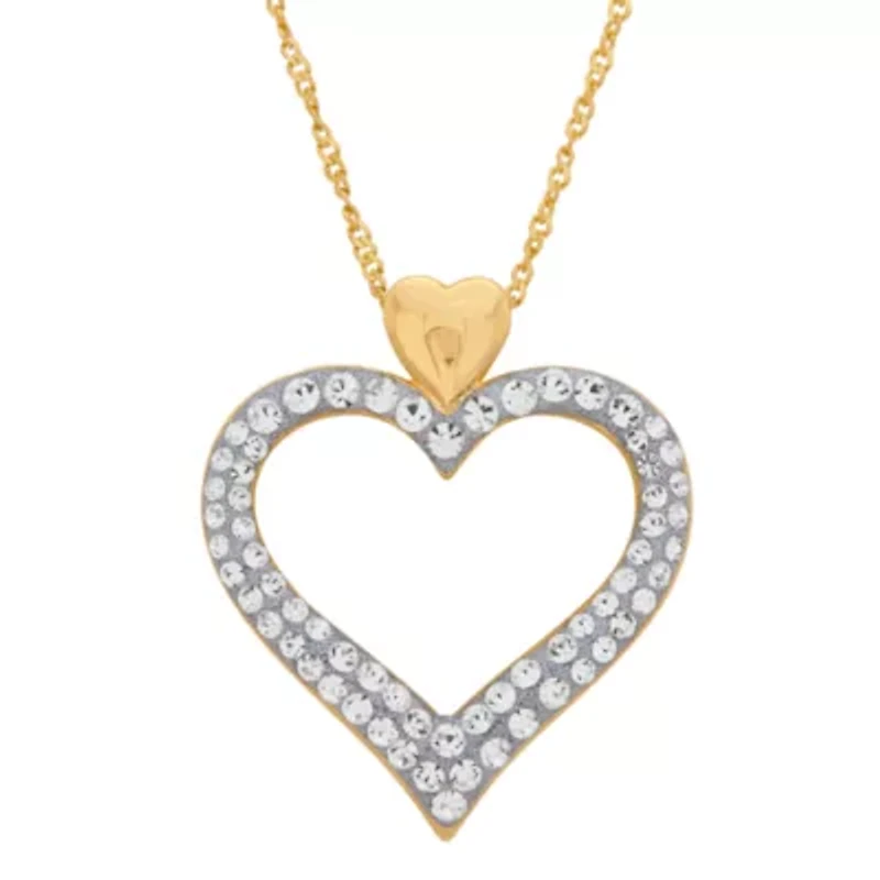 Womens Genuine Multi Color Crystal 14K Rose Gold Over Silver Heart 18 Inch Pendant Necklace