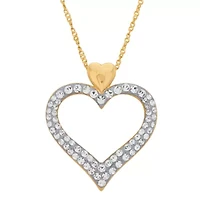 Womens Genuine Multi Color Crystal 14K Rose Gold Over Silver Heart 18 Inch Pendant Necklace
