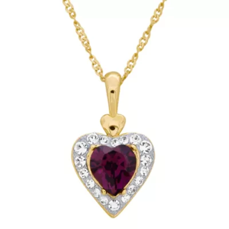 Womens Genuine Multi Color Crystal 14K Rose Gold Over Silver Heart 18 Inch Pendant Necklace