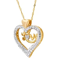 Womens Genuine Multi Color Crystal 14K Rose Gold Over Silver Heart 18 Inch Pendant Necklace