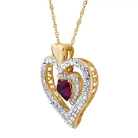 Womens Genuine Multi Color Crystal 14K Rose Gold Over Silver Heart 18 Inch Pendant Necklace