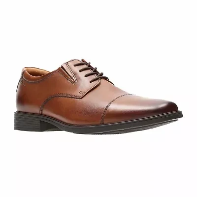 Clarks® Tilden Mens Leather Cap-Toe Dress Shoes