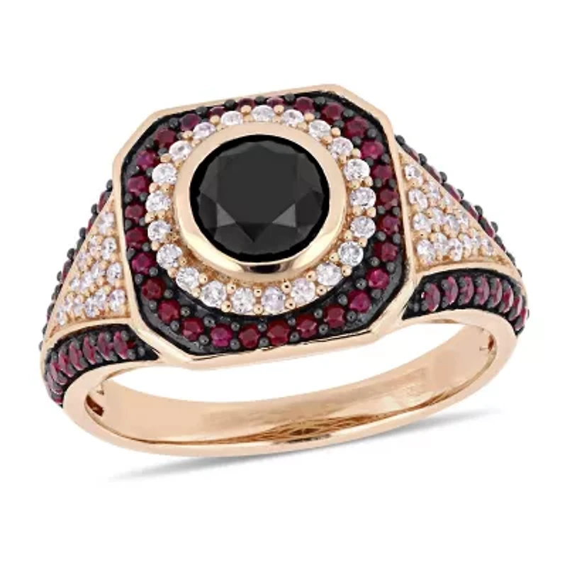 Womens 1 1/4 CT. T.W. Natural Black Diamond 10K Rose Gold Cocktail Ring