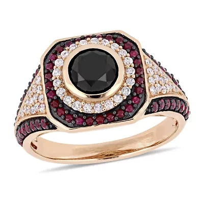 Womens 1 1/4 CT. T.W. Natural Black Diamond 10K Rose Gold Cocktail Ring