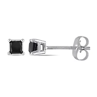 1 CT. T.W. Natural Black Diamond 10K White Gold 3.4mm Stud Earrings