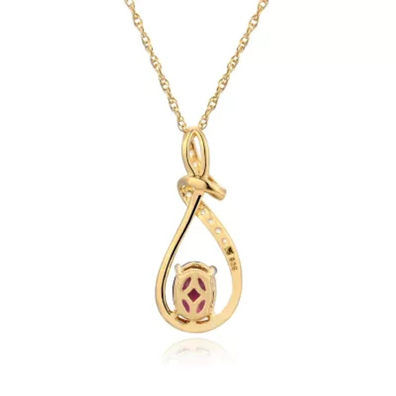 Womens Genuine Red Garnet 14K Gold Over Silver 18 Inch Pendant Necklace