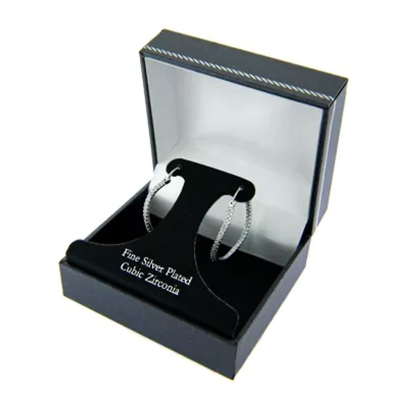 Sparkle Allure Womens Cubic Zirconia 32.2mm Hoop Earrings