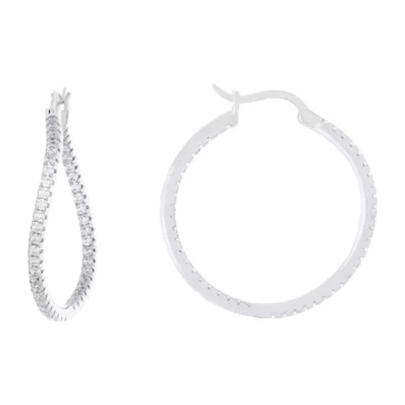 Sparkle Allure Womens Cubic Zirconia 32.2mm Hoop Earrings