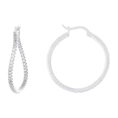 Sparkle Allure Womens Cubic Zirconia 32.2mm Hoop Earrings