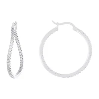 Sparkle Allure Womens Cubic Zirconia 32.2mm Hoop Earrings