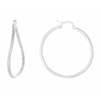 Sparkle Allure Womens Cubic Zirconia 40.9mm Hoop Earrings