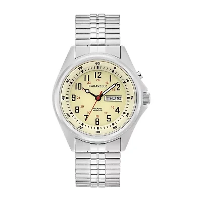 Caravelle Designed By Bulova Mens Silver Tone Stainless Steel Expansion Watch 43c124
