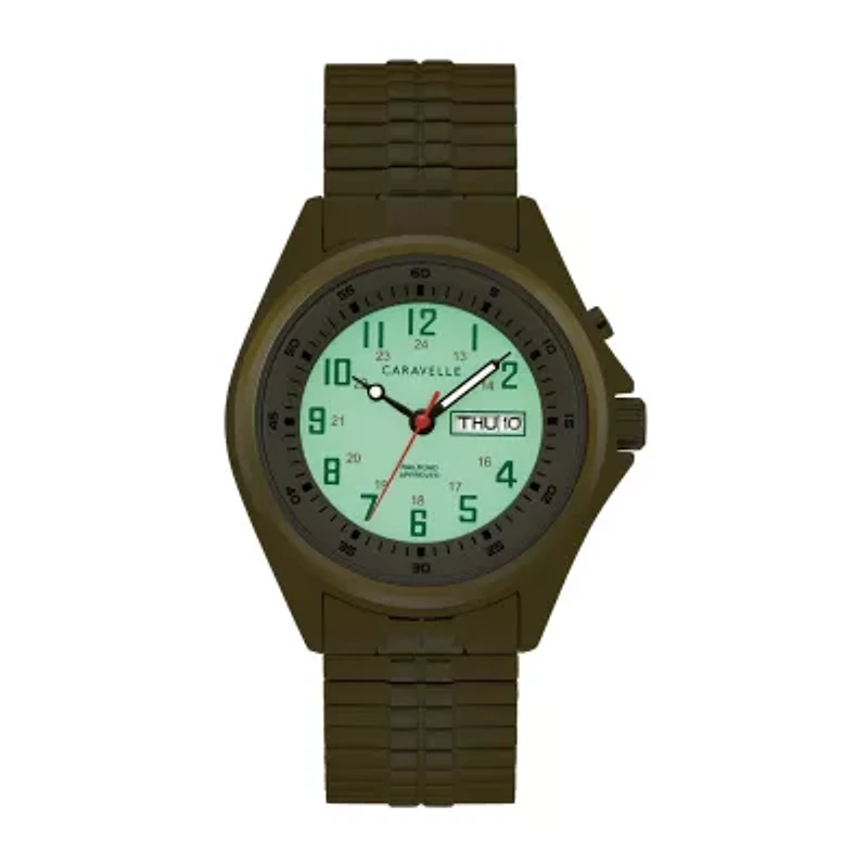 Caravelle Designed By Bulova Mens Gold Tone Stainless Steel Expansion Watch 44c112