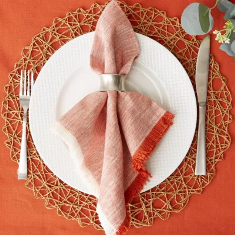 Design Imports Burnt Orange Fringe 6-pc. Napkins