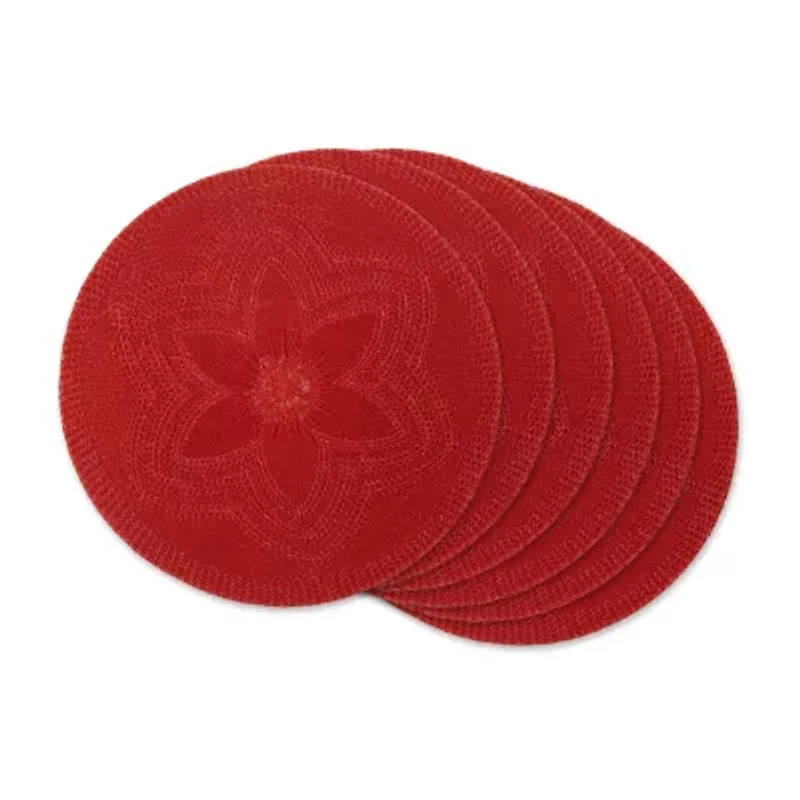 Design Imports Vintage Red Floral Woven Round 6-pc. Placemats