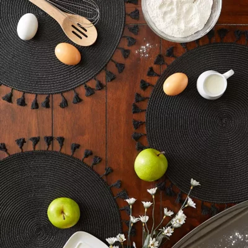 Design Imports Tassel Woven Round 6-pc. Placemats