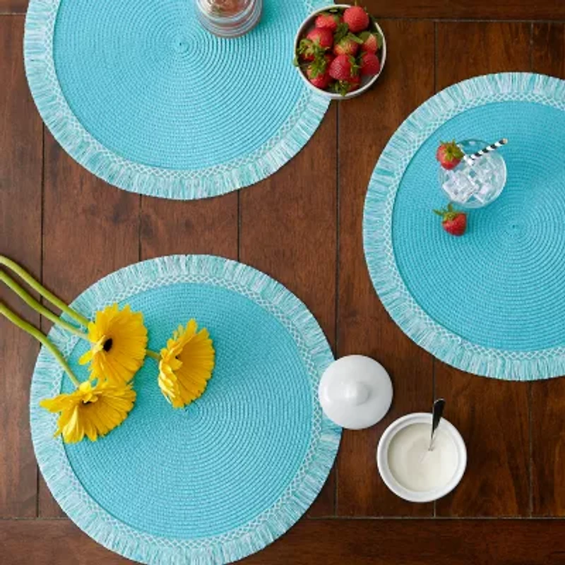 Design Imports Round 6-pc. Fringed Placemat