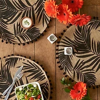 Design Imports Black Fern Print On Natural Round Jute 6-pc.Placemats