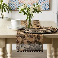 Design Imports Black Fern Print On Natural Round Jute 6-pc.Placemats