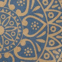 Design Imports French Blue Block Print On Natural Round Jute 6-pc. Table Linen Set