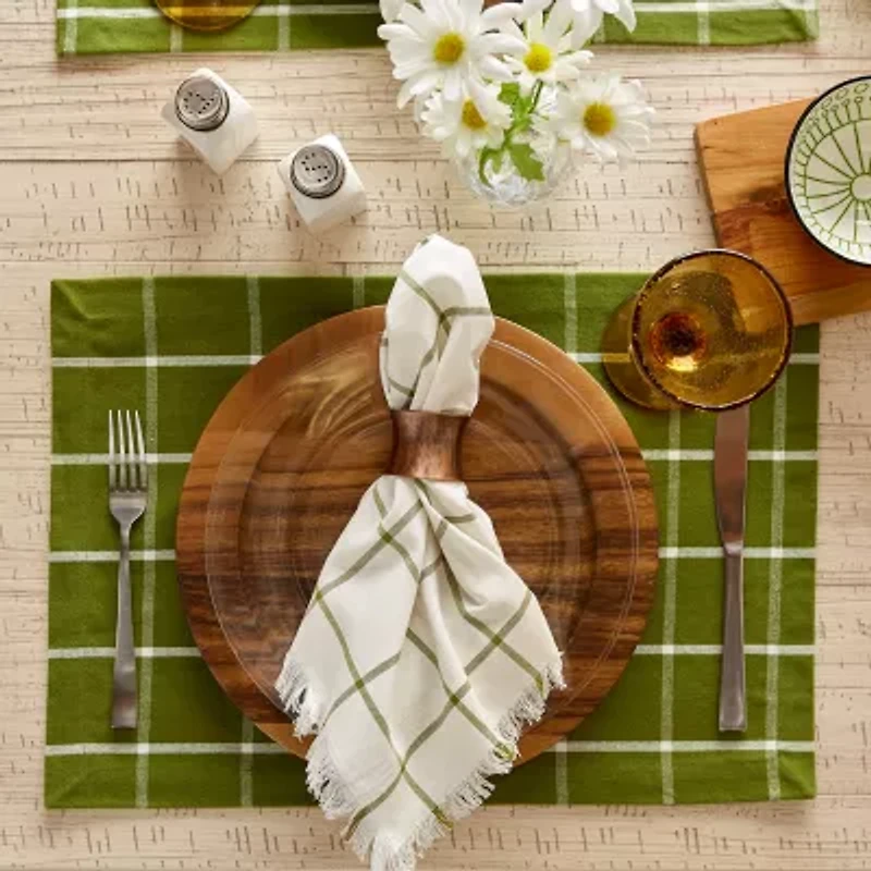 Design Imports Ventana Green Check 6-pc. Table Linen Set