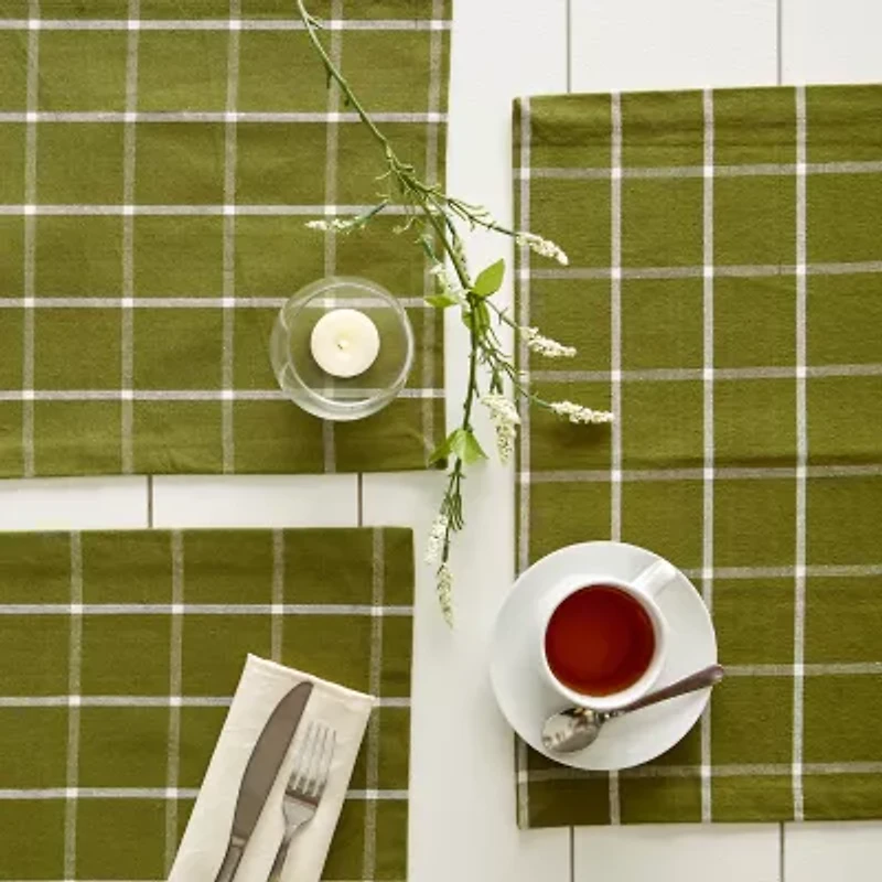 Design Imports Ventana Green Check 6-pc. Table Linen Set