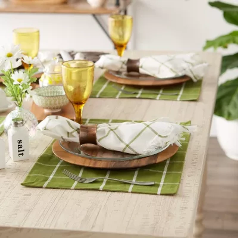 Design Imports Ventana Green Check 6-pc. Table Linen Set