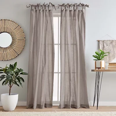 CHF 100% Cotton Tie Top Sheer Set of 2 Curtain Panel