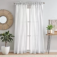 CHF 100% Cotton Tie Top Sheer Set of 2 Curtain Panel
