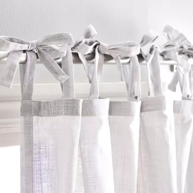 CHF 100% Cotton Tie Top Sheer Set of 2 Curtain Panel