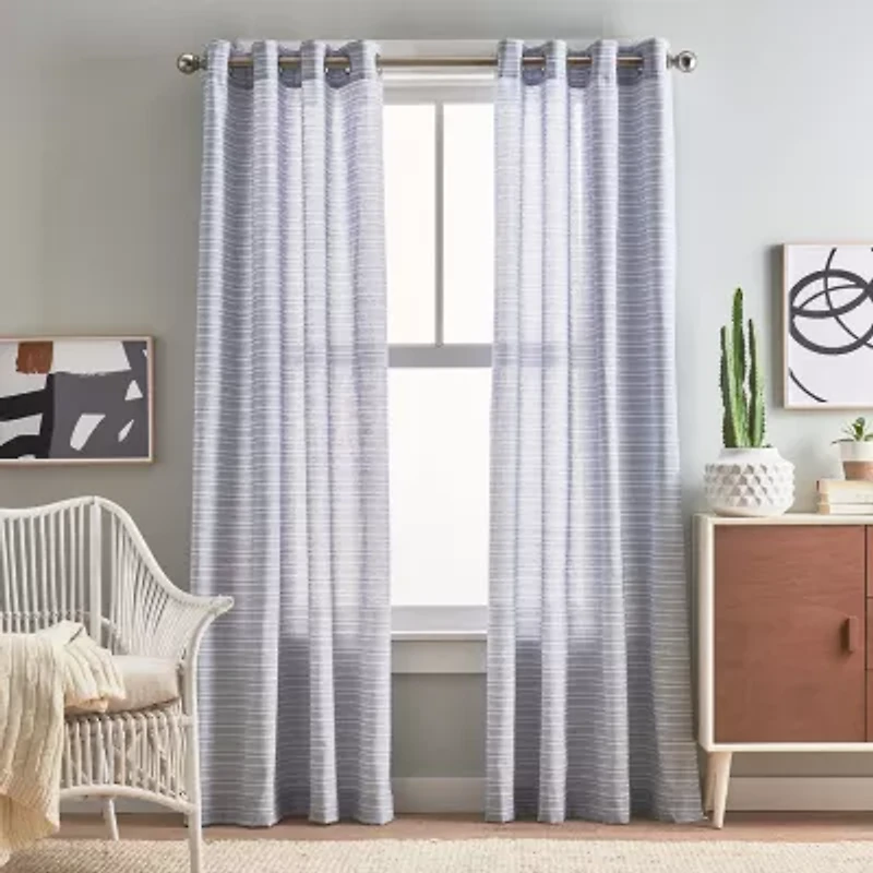 CHF Cargo Stripe Grommet Top Light-Filtering Set of 2 Curtain Panel