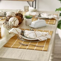Design Imports Honey Gold Check Fringed 6-pc. Napkins