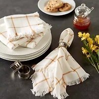 Design Imports Honey Gold Check Fringed 6-pc. Napkins