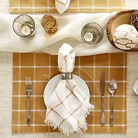 Design Imports Honey Gold Check Fringed 6-pc. Napkins