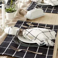 Design Imports Black Check Fringed 6-pc. Napkins