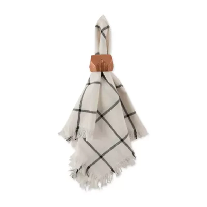 Design Imports Black Check Fringed 6-pc. Napkins