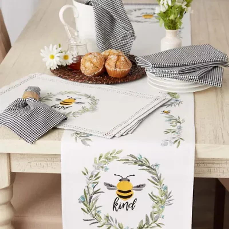 Design Imports Black/Semi Bleach Gingham 6-pc. Napkins