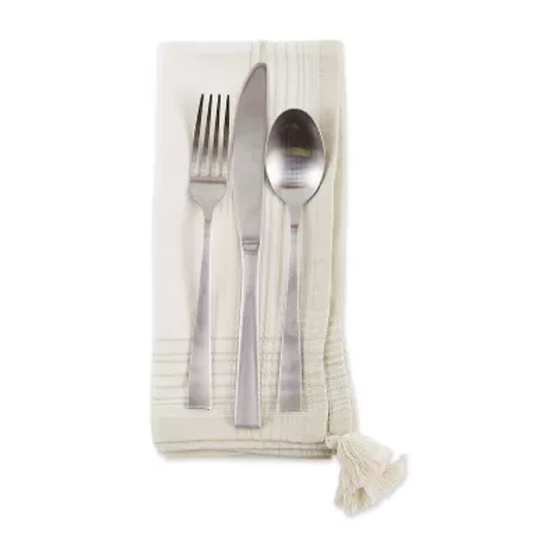 Design Imports Natural Stripe With Tassel 6-pc. Napkins